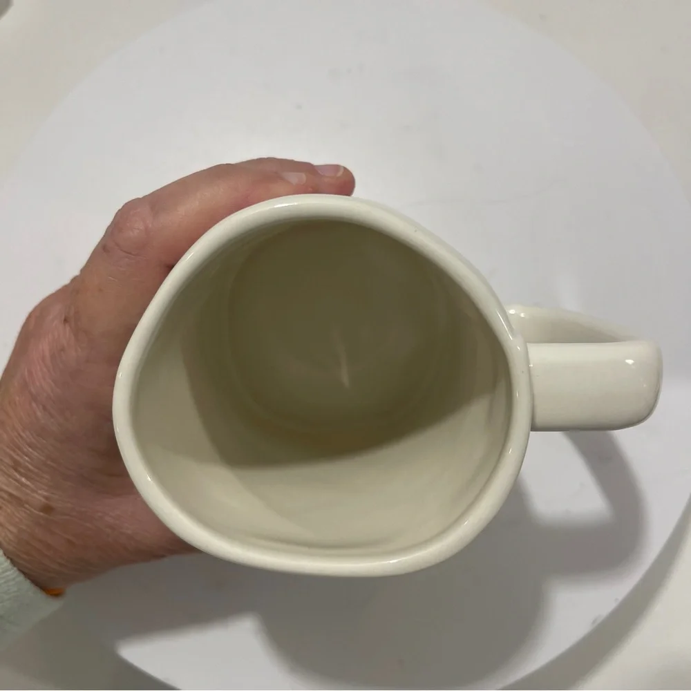 Rae Dunn Art Deco White Ceramic Mug with Black Text Chunky‎ Artwork Coffee